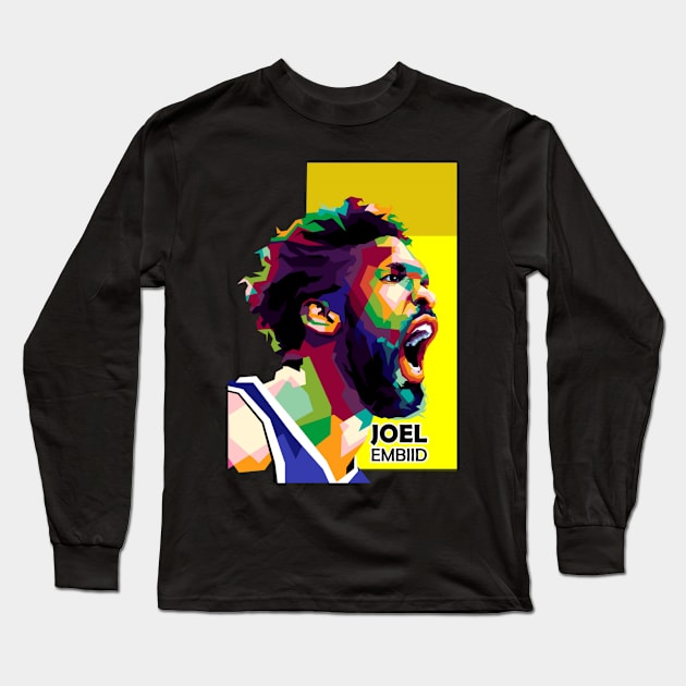 American Sport joel embiid Long Sleeve T-Shirt by animaperio pixel retro